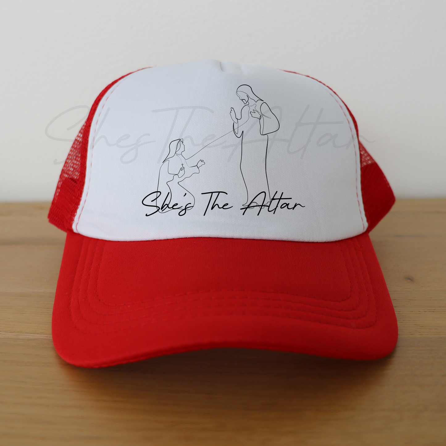 She's The Altar Sketch Trucker Hat